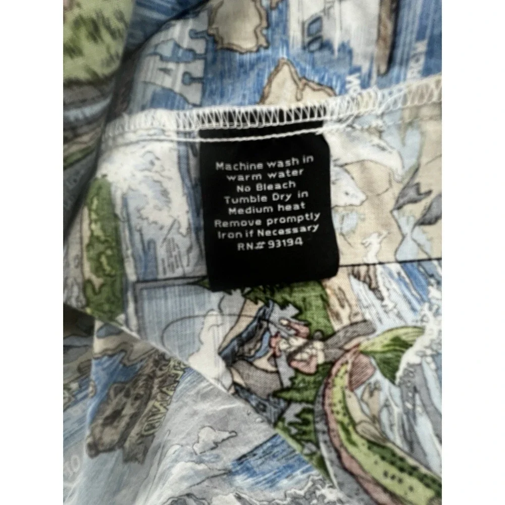 David Carey Alaska Hawaiian Shirt Mens 4XL Blue Map Print Button Up‎